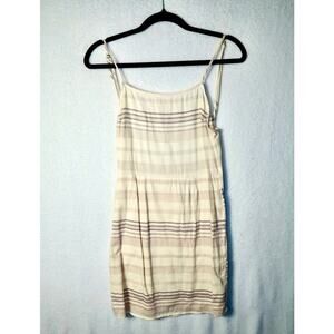 Billabong 90'S Babe Mini Slip Dress Tan Brown Striped Medium